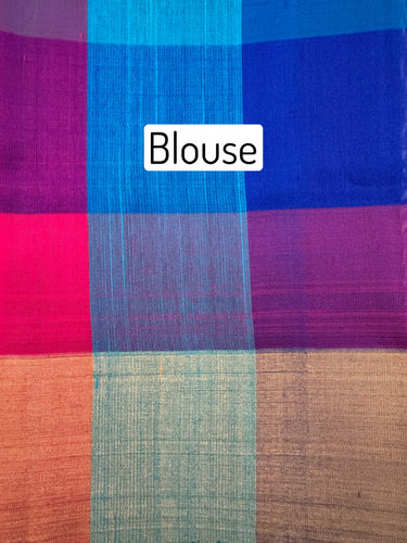 Jute & Mulberry Silk half and half saree from Kanchipuram | Handwoven | Ships from California